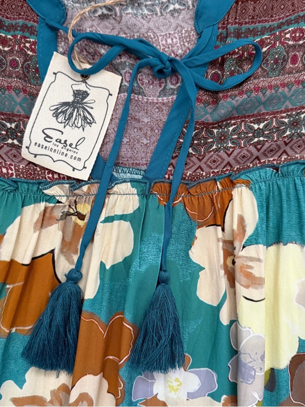 NWT) Easel Boho Floral Western Tunic Dress 1X - Picture 2 of 10